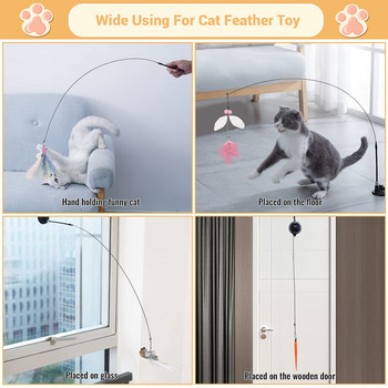 Simulation Bird Interactive Stick Toy με βεντούζα Funny Feather Bird for Kitten Play Chase Exercise Γάτα Προμήθειες για παιχνίδι