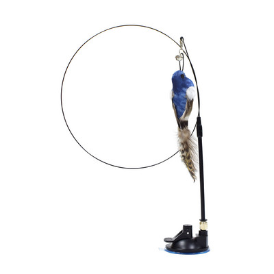 Simulare de pasăre interactivă pisică stick jucărie cu ventuză pasăre amuzantă cu pene pentru pisicuțe joaca urmărire exercițiu jucărie pentru pisici