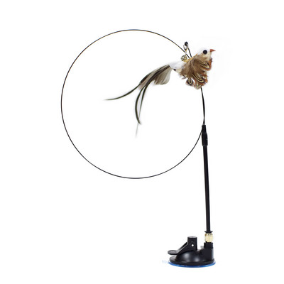 Simulare de pasăre interactivă pisică stick jucărie cu ventuză pasăre amuzantă cu pene pentru pisicuțe joaca urmărire exercițiu jucărie pentru pisici