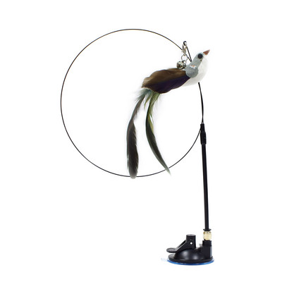 Simulare de pasăre interactivă pisică stick jucărie cu ventuză pasăre amuzantă cu pene pentru pisicuțe joaca urmărire exercițiu jucărie pentru pisici