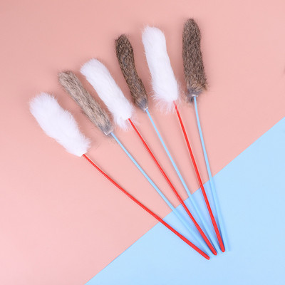 5 tk Funny Kitten Cat Teaser Interaktiivne mänguvarras kellukese ja sulgedega mänguasjadega lemmikloomakassidele Pulgatraadiga jälitaja võlukepi mänguasi juhusliku värviga