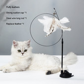 Jucării cu pene pentru ventuze pentru pisici Teaser Stick Clopoțel mic Tijă lungă Rezistență la mușcătură Jucării pentru pisici de la Hi Relieve Plictiseală Jucării pentru animale de companie