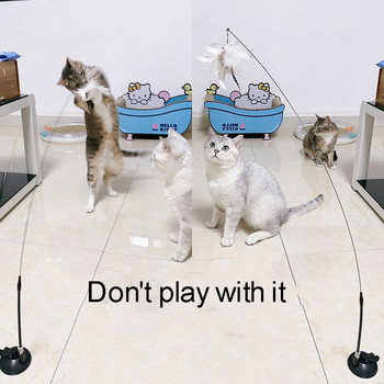 Παιχνίδια με φτερά κορόιδο κατοικίδιων για γάτες Teaser Stick Μικρό κουδούνι Παιχνίδια γάτας με αντοχή στο δάγκωμα με μακριά ράβδο Since The Hi Relieve Boredom Pet Toys