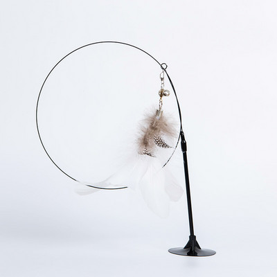 Jucării cu pene pentru ventuze pentru pisici Teaser Stick Clopoțel mic Tijă lungă Rezistență la mușcătură Jucării pentru pisici de la Hi Relieve Plictiseală Jucării pentru animale de companie