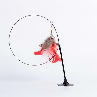 Jucării cu pene pentru ventuze pentru pisici Teaser Stick Clopoțel mic Tijă lungă Rezistență la mușcătură Jucării pentru pisici de la Hi Relieve Plictiseală Jucării pentru animale de companie