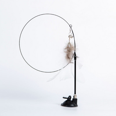 Jucării cu pene pentru ventuze pentru pisici Teaser Stick Clopoțel mic Tijă lungă Rezistență la mușcătură Jucării pentru pisici de la Hi Relieve Plictiseală Jucării pentru animale de companie