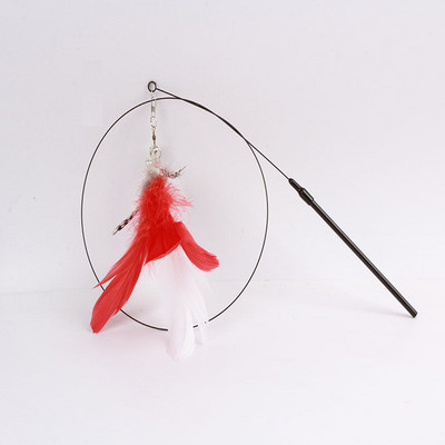 Jucării cu pene pentru ventuze pentru pisici Teaser Stick Clopoțel mic Tijă lungă Rezistență la mușcătură Jucării pentru pisici de la Hi Relieve Plictiseală Jucării pentru animale de companie