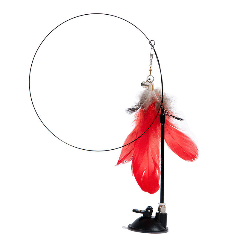 Jucării cu pene pentru ventuze pentru pisici Teaser Stick Clopoțel mic Tijă lungă Rezistență la mușcătură Jucării pentru pisici de la Hi Relieve Plictiseală Jucării pentru animale de companie