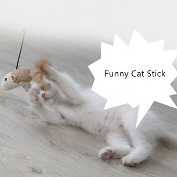 1 τμχ Αστεία ράβδο γάτας Teaser με φτερά παιχνίδι γατάκι Πολύχρωμο ραβδί για γάτα Παιχνίδια ξύλινα κατοικίδια γάτα Διαδραστικό ραβδί για κατοικίδια προμήθειες για γάτες -Τυχαία