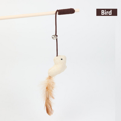 1 kom Funny Cat Stick Teaser Feather Toy Kitten Šareni štapić Cat Wand Toys Wood Pet Cat Interactive Stick Pribor za mačke za kućne ljubimce - Nasumično