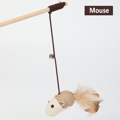 1 kom Funny Cat Stick Teaser Feather Toy Kitten Šareni štapić Cat Wand Toys Wood Pet Cat Interactive Stick Pribor za mačke za kućne ljubimce - Nasumično