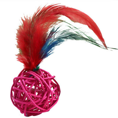 1Pc Cat Interactive Toy Stick Feather Wand With Small Bell Mouse Cage Toys Пластмасови Изкуствени Цветни Cat Teaser Toy Консумативи