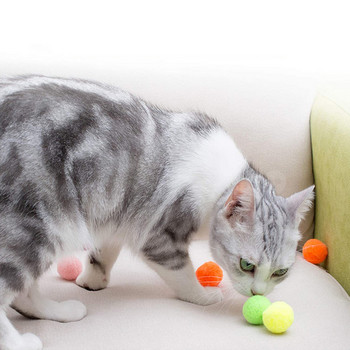 Cat Pompoms Πολύχρωμα παιχνίδια για γάτες για γάτες εσωτερικού χώρου για να κυνηγούν, βελούδινα ξύσιμο DIY παιχνίδια μασήματος για γατάκια, διαδραστικά παιχνίδια για γάτες