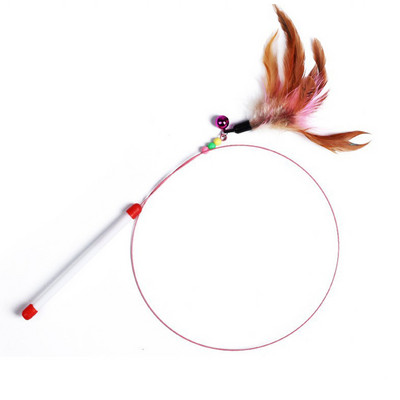 90 см играчки за котки Cat Teaser Wire Fish Funny Cat Rod Fishing Cat Rod Feather Bell Funny Cat Stick Pet Interactive Replaceable head