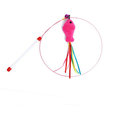 90 см играчки за котки Cat Teaser Wire Fish Funny Cat Rod Fishing Cat Rod Feather Bell Funny Cat Stick Pet Interactive Replaceable head