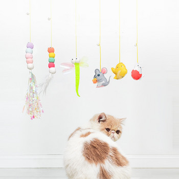 κρεμαστό αυτόματο διαδραστικό παιχνίδι γάτας Αστεία παιχνίδια ποντικιού Γάτα Ραβδί με κουδούνι Παιχνίδι για γατάκι Παίζοντας Ραβδί Παιχνιδιού Γάτα Προμήθειες