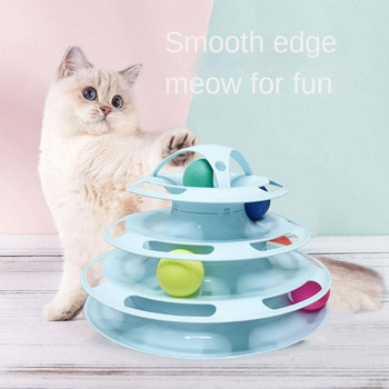 4 нива въртящи се играчки за котки аксесоари кула следи с топки котешка играчка интерактивно обучение на интелигентност със забавна котешка пръчка