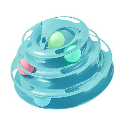 Περιστρεφόμενα παιχνίδια 4 επιπέδων Παιχνίδια για γάτες αξεσουάρ Tower Tracks με μπάλες παιχνίδι για γάτες Διαδραστική εκπαίδευση νοημοσύνης με διασκεδαστικό ραβδί γάτας