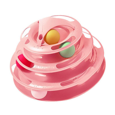 Περιστρεφόμενα παιχνίδια 4 επιπέδων Παιχνίδια για γάτες αξεσουάρ Tower Tracks με μπάλες παιχνίδι για γάτες Διαδραστική εκπαίδευση νοημοσύνης με διασκεδαστικό ραβδί γάτας