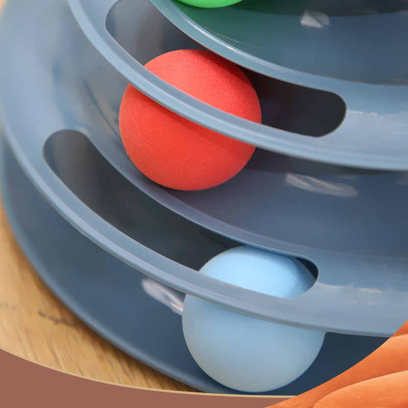 Περιστρεφόμενα παιχνίδια 4 επιπέδων Παιχνίδια για γάτες αξεσουάρ Tower Tracks με μπάλες παιχνίδι για γάτες Διαδραστική εκπαίδευση νοημοσύνης με διασκεδαστικό ραβδί γάτας