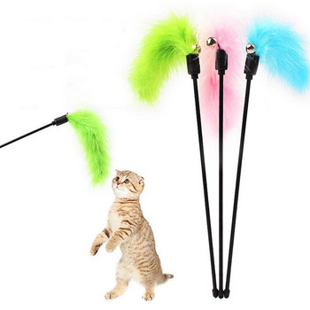 1 ΤΕΜ. Φτερά τυχαίας γαλοπούλας Tease Stick Premium Pet Διαδραστικό παιχνίδι Πολύχρωμο Tease Cat Funny Stick Pet Gatten Supplies