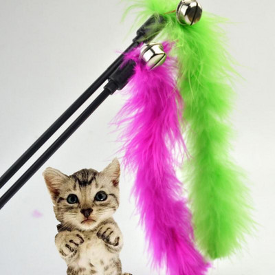 1 ΤΕΜ. Φτερά τυχαίας γαλοπούλας Tease Stick Premium Pet Διαδραστικό παιχνίδι Πολύχρωμο Tease Cat Funny Stick Pet Gatten Supplies