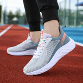 Adidași sport din țesătură respirabilă cu inscripții și șireturi pentru femei