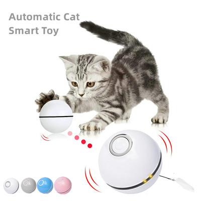 Αυτόματα έξυπνα παιχνίδια γάτας Μπάλα Διαδραστική Catnip USB Επαναφορτιζόμενη Αυτοπεριστρεφόμενη Πολύχρωμα Φτερά LED Παιχνίδια για γάτες Γατάκι