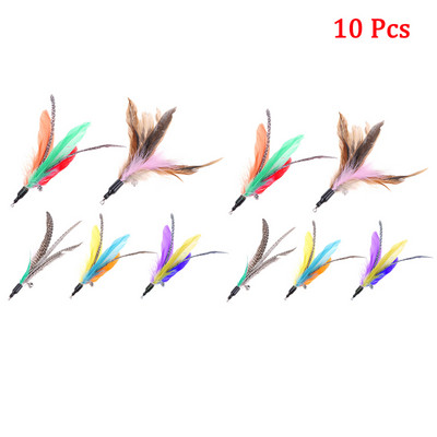 5-30 buc/lot Jucării aleatorii colorate pentru pisici Cap de înlocuire pentru pene Jocuri interactive de antrenament Reumplere cu pene Baghetă pentru pisici Produse pentru animale de companie