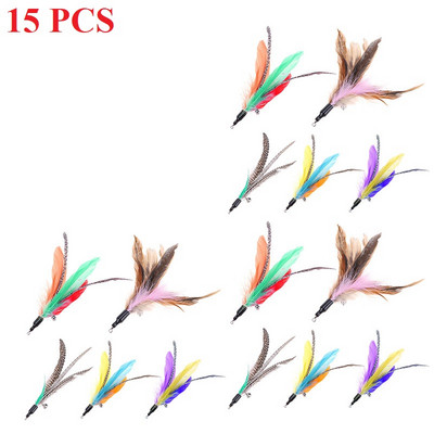 5-30 buc/lot Jucării aleatorii colorate pentru pisici Cap de înlocuire pentru pene Jocuri interactive de antrenament Reumplere cu pene Baghetă pentru pisici Produse pentru animale de companie