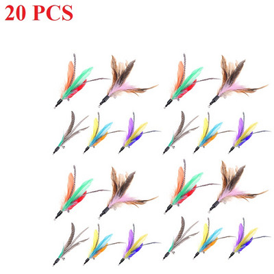 5-30 buc/lot Jucării aleatorii colorate pentru pisici Cap de înlocuire pentru pene Jocuri interactive de antrenament Reumplere cu pene Baghetă pentru pisici Produse pentru animale de companie