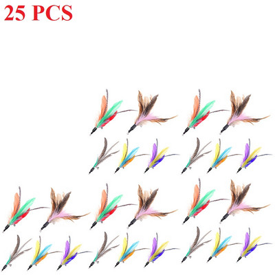 5-30 buc/lot Jucării aleatorii colorate pentru pisici Cap de înlocuire pentru pene Jocuri interactive de antrenament Reumplere cu pene Baghetă pentru pisici Produse pentru animale de companie