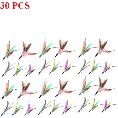 5-30 buc/lot Jucării aleatorii colorate pentru pisici Cap de înlocuire pentru pene Jocuri interactive de antrenament Reumplere cu pene Baghetă pentru pisici Produse pentru animale de companie