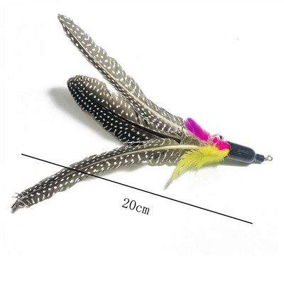 1 tk Funny Kitten Cat Teaser Interaktiivne mänguvarras kellukese ja sulgedega mänguasjadega lemmikloomakassidele Pulgaga tagaajamise võlukepike juhusliku värviga mänguasi