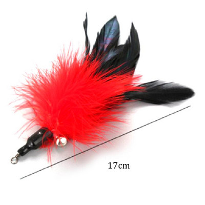 1 tk Funny Kitten Cat Teaser Interaktiivne mänguvarras kellukese ja sulgedega mänguasjadega lemmikloomakassidele Pulgaga tagaajamise võlukepike juhusliku värviga mänguasi