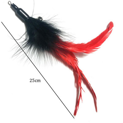 1 tk Funny Kitten Cat Teaser Interaktiivne mänguvarras kellukese ja sulgedega mänguasjadega lemmikloomakassidele Pulgaga tagaajamise võlukepike juhusliku värviga mänguasi