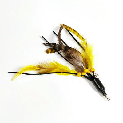 1 tk Funny Kitten Cat Teaser Interaktiivne mänguvarras kellukese ja sulgedega mänguasjadega lemmikloomakassidele Pulgaga tagaajamise võlukepike juhusliku värviga mänguasi