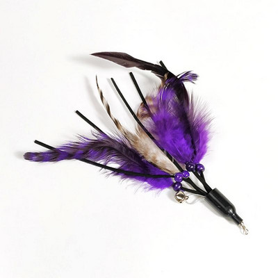 1 tk Funny Kitten Cat Teaser Interaktiivne mänguvarras kellukese ja sulgedega mänguasjadega lemmikloomakassidele Pulgaga tagaajamise võlukepike juhusliku värviga mänguasi