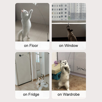 Βεντούζα ραβδί γάτας Teaser με φτερά Handfree Παιχνίδια για γάτες Γατάκι αλληλεπιδρά Αξεσουάρ προϊόντων για κατοικίδια για Dropshipping