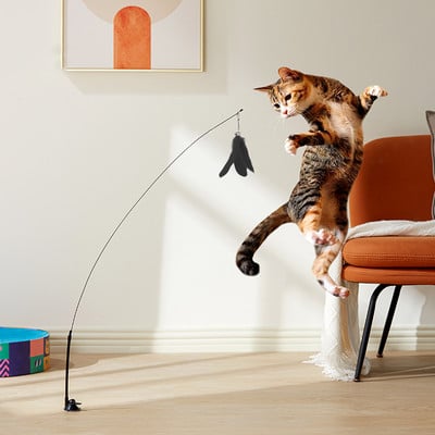 Вендуза Котешка пръчица Teaser with Feather Handfree Toys for Cats Kitten interact Pet Product Accessories for Dropshipping