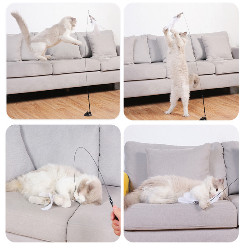 Mačji štapić s usisnom čašicom s perjem Handfree igračke za mačke Mačići u interakciji Dodaci za kućne ljubimce za Dropshipping