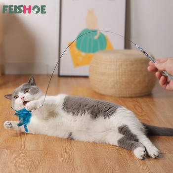 Интерактивна играчка за котка Смешна играчка с пръчка за котка Играеща пръчица за закачка с вендуза Симулация на перо със звънец Juguetes Para Gatos