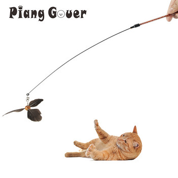 Παιχνίδι με φτερά γάτας Παιχνίδι για κατοικίδια Αστείο ραβδί γάτα Περιστρεφόμενο πείρο με φτερά γάτα