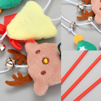 1PCS Cute Tease Cat Sticks Christmas Theme Pet Interactive Sticks Cartoon Santa Claus Xmas Tree Плюшена кукла Bell Cat Toys Pet