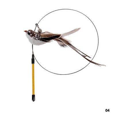 Simulare de pasăre interactivă jucărie pentru pisici, pasăre amuzantă cu pene, cu clopot, pisică, jucărie pentru pisoi care se joacă baghetă teaser jucărie pentru pisici