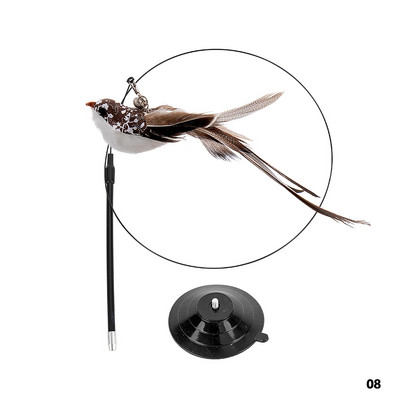 Simulare de pasăre interactivă jucărie pentru pisici, pasăre amuzantă cu pene, cu clopot, pisică, jucărie pentru pisoi care se joacă baghetă teaser jucărie pentru pisici