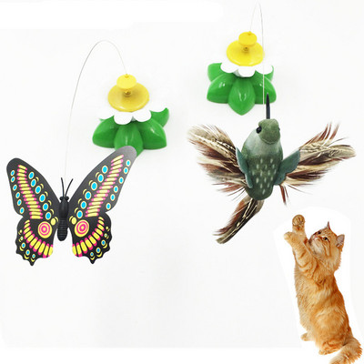 Сладка електрическа въртяща се цветна пеперуда птица Смешно куче Котка Играчки Играчка за надраскване за котка Малко куче Котки Интелигентност Taining