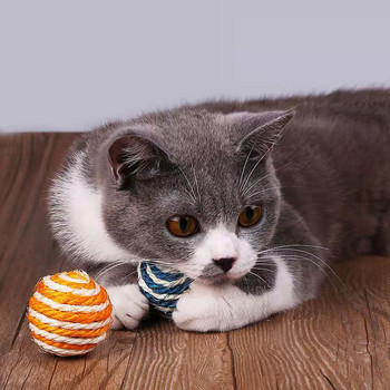 4cm 5cm 7cm Πολύχρωμο Σιζάλ Διαδραστική μπάλα Γάτα Παιχνίδι κατοικίδιων Προμήθειες Εκπαίδευση γάτας Catcher Αξεσουάρ γάτας Τυχαία έγχρωμη μπάλα νήματος