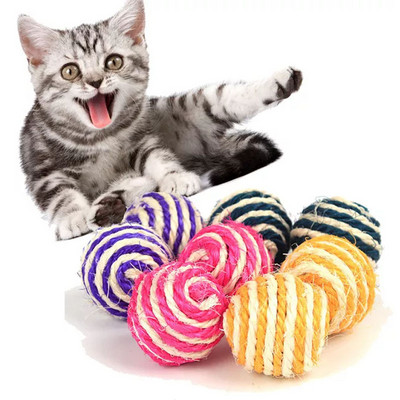 4 cm 5 cm 7 cm värviline sisal interaktiivne pall kassi mänguasi lemmikloomatarbed kassi treenimiseks kasside püüdja tarvikud juhusliku värvi lõngapallid