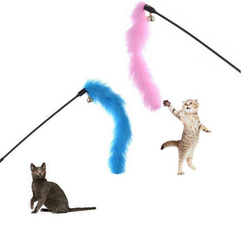 1PC Cat Stick Διαδραστικό παιχνίδι Πολύχρωμο φτερό ραβδί γάτας Τυχαίο χρώμα με φτερά γαλοπούλας Παιχνίδι Tease Cats Stick Pet Supplies Εργαλείο για κατοικίδια